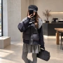新款针织袖立领保暖棉服