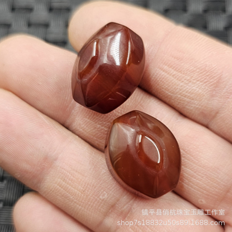 Red Agate Two-Eyed Dzi Beads, Jade Loose Beads, Chalcedony Oval Barrel Beads, Jewelry Accessories, Handmade Beads Wholesale