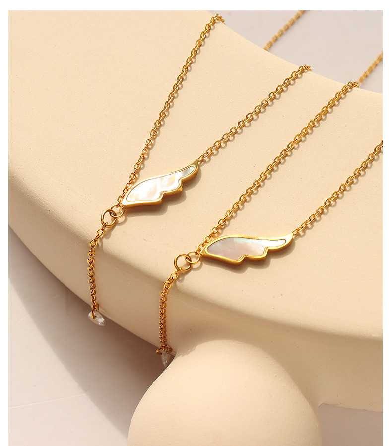 Fashion Tassel Solitaire Necklace Female White Sea Shell Clavicle Chain Titanium Steel_colorza_5