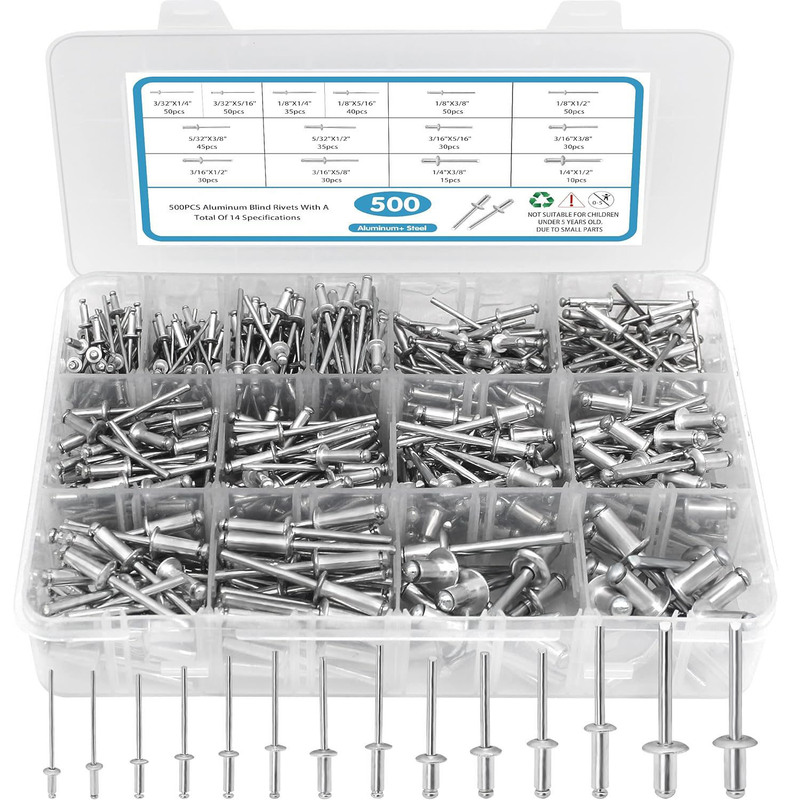 500pcs aluminum iron open flat round head blind rivet suit GB12618 pull-out M2M3-M6 box