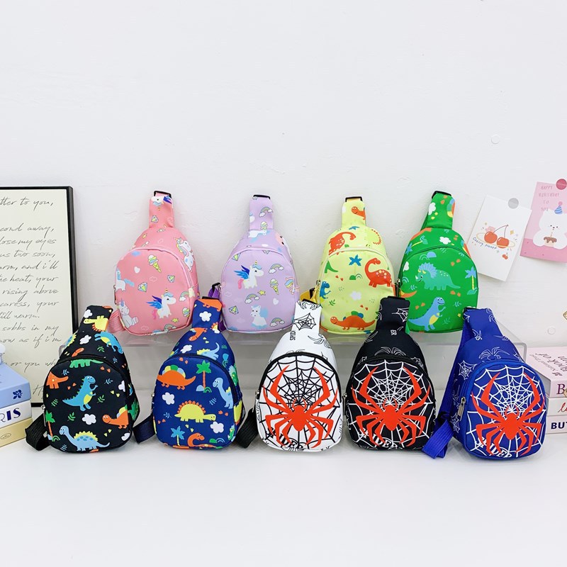 2025 New Children's Bags Cartoon Animation Boys and Girls Chest Bags Mini Cute Western Style Printed Baby Crossbody Bags