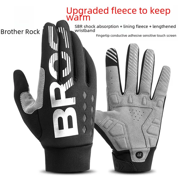 Locke Brothers Riding Gloves Bicycle Motorcycle Gloves All Finger Men's and Women's Spring, Autumn and Winter Fleece Touch Screen