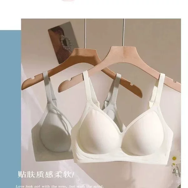 Cartoon chest underwear women's small chest push up summer thin extended chest without steel ring upper support comfortable bra seamless