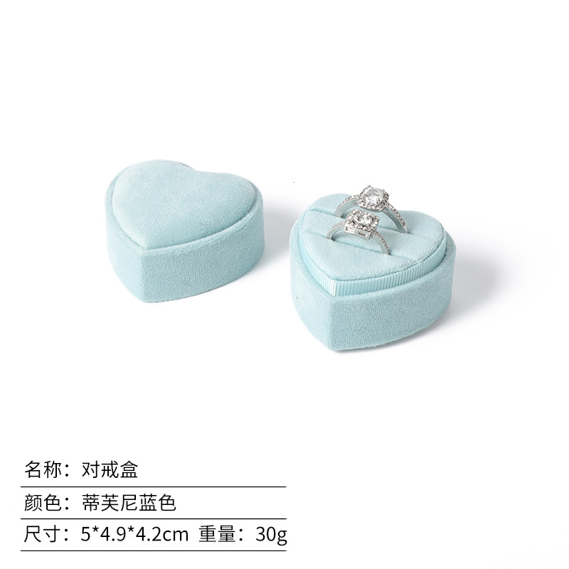 Caja de anillo coreana de terciopelo en forma de corazón, caja de colgante, caja de joyería de alta calidad, fábrica al por mayor en stock