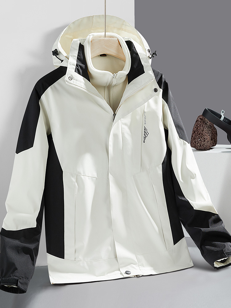 outdoor three-in-one shell jacket men and women couple mountaineering clothing windproof waterproof jacket breathable waterproof jacket customization