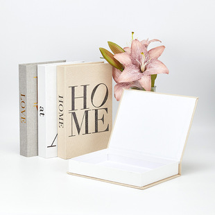 Linen bronzing linen magnetic absorption storage box open box home accessories decoration book simulation book love at home