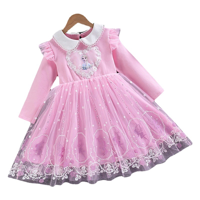 Princesa Elsa vestido congelado verano manga corta vestido de primavera y otoño puro algodón chica Aisha nueva ropa para niños