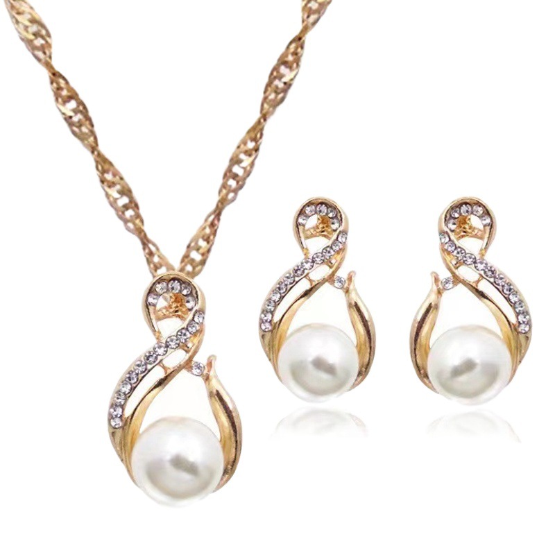 Transfronteriza Nueva joyería traje personalidad de la moda de las mujeres todo-fósforo rhinestone circón collar pendientes anillo reloj Accesorios