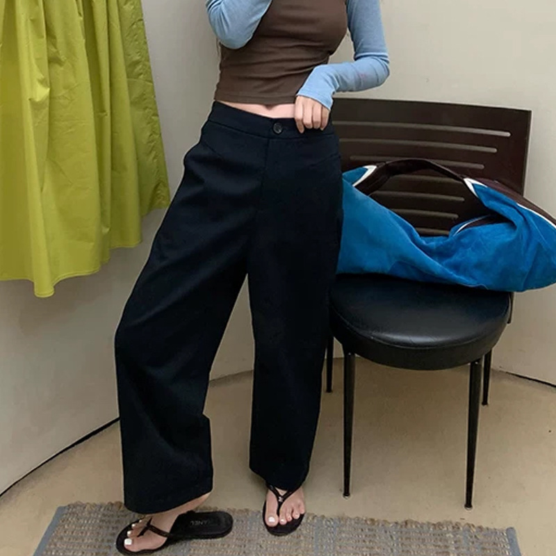 Blue Capri Ultra-Slim Tencel Old Money Pants Classic Fashionable Casual Long Pants for Women, Straight-Leg Pants for Petite Women