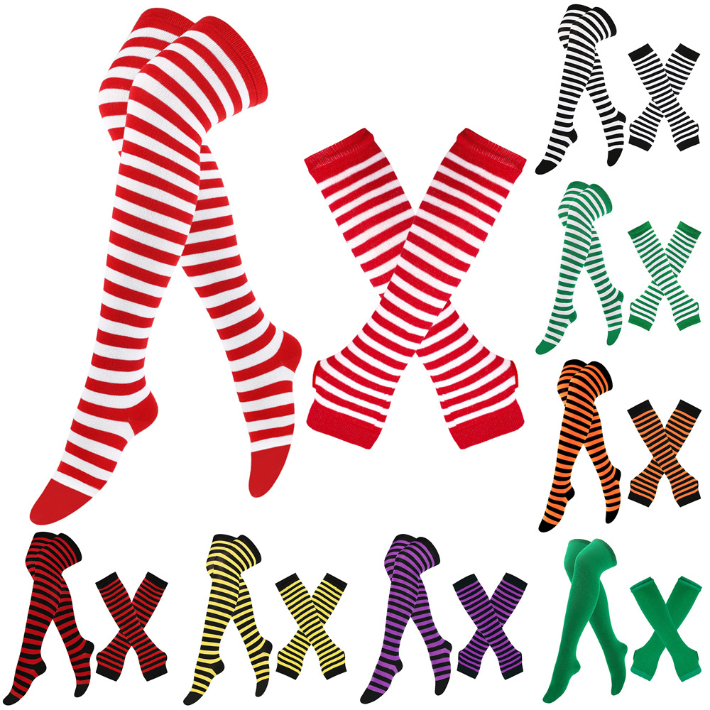Christmas Socks for Women Halloween Socks High Socks European and American Holiday Cosplay Stripesd Socks Gloves Socks Set
