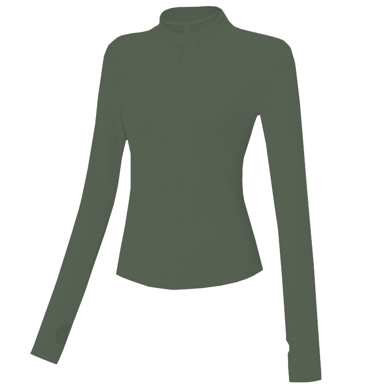 Ropa deportiva con cremallera desnuda de primavera y otoño transfronteriza, camisa ajustada al aire libre informal, deportes para correr, chaqueta delgada de manga larga