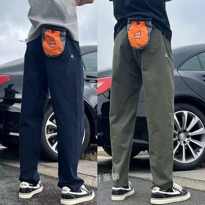 Waterproof and Windproof Triangle Logo Softshell Pants for Men, Spring and Autumn American Style Cleanfit Quick-Dry Casual Sports Trousers
