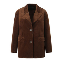 6573-欧美风性感灯芯绒西装外套女秋季2024新款休闲宽松复古西服