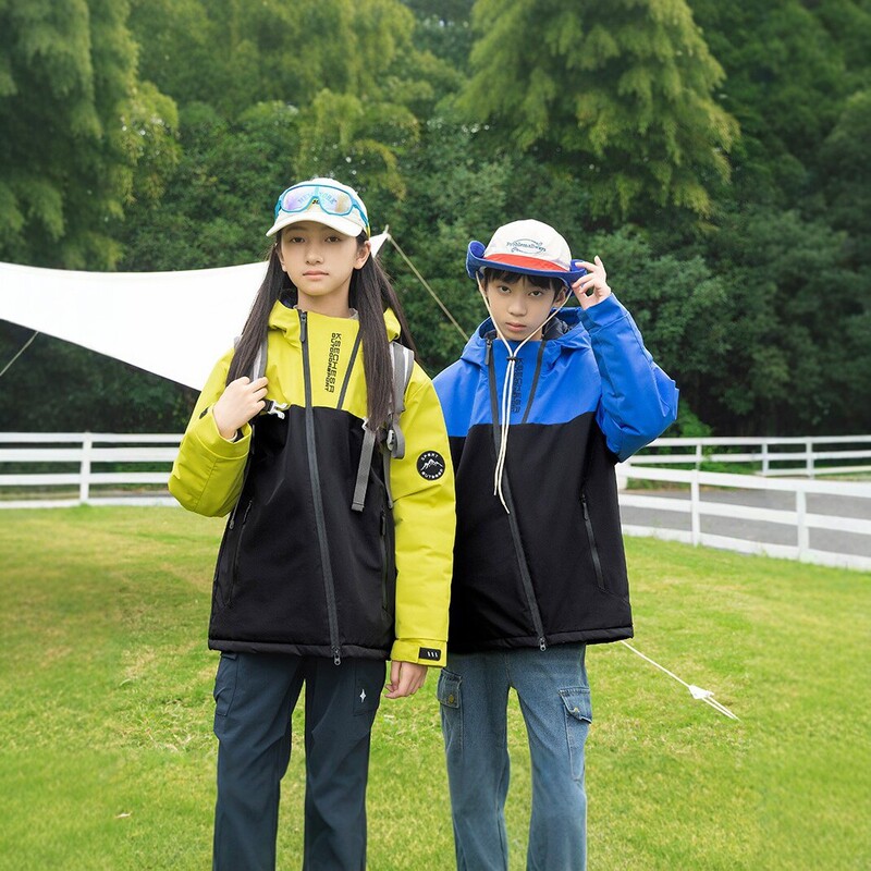 Children's windproof jacket, unisex, autumn and winter, fleece-lined, windproof outerwear, for older children, outdoor hiking jacket, hooded functional jacket Children's windproof jacket, unisex, autumn and winter, fleece-lined, windproof outerwear, for older children, outdoor hiking jacket, hooded functional jacket