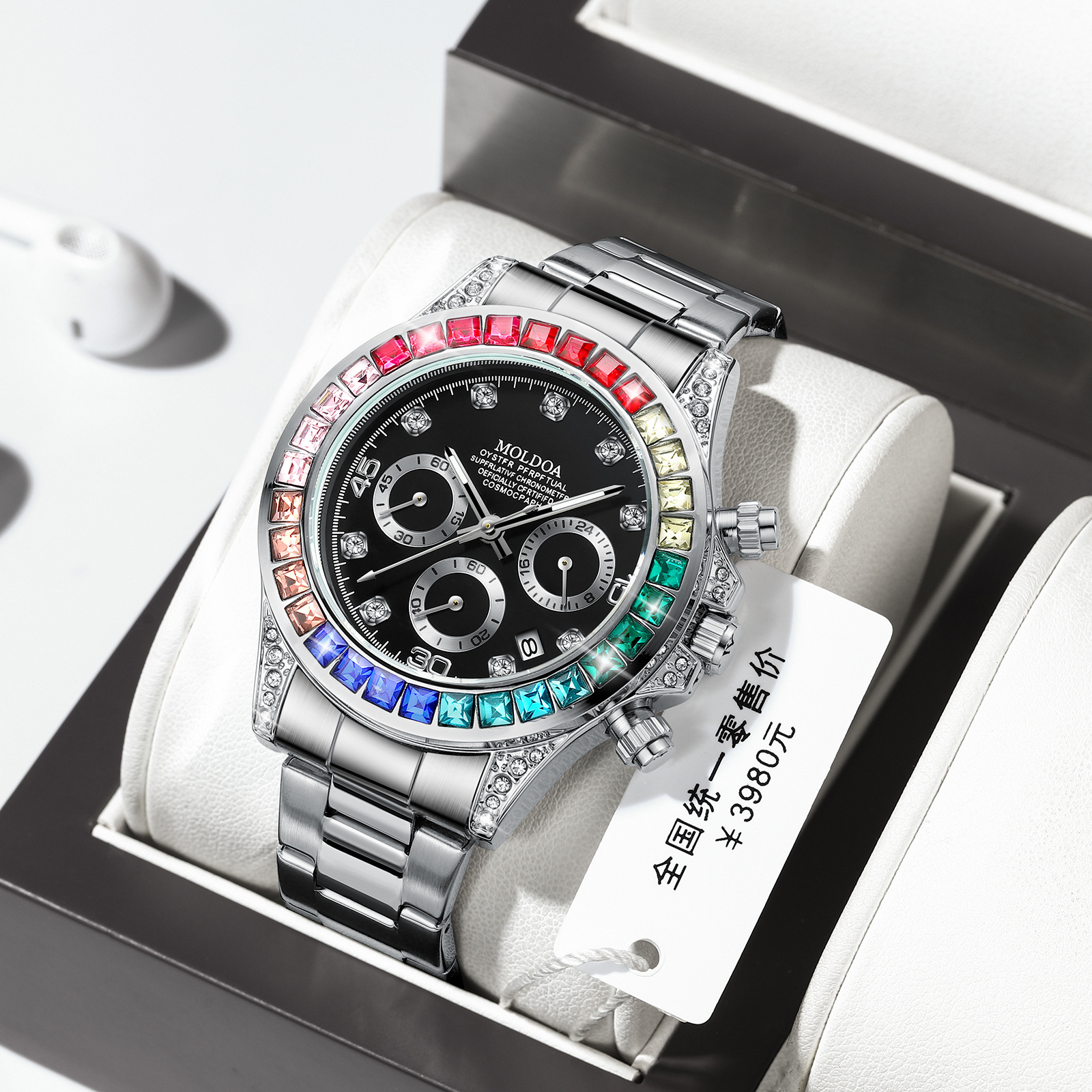 Foreign Trade Men's Watch Daytona Fully Automatic Non-Mechanical Watch Calendar Waterproof Three-Eye Six-Hand Multi-Function Watch