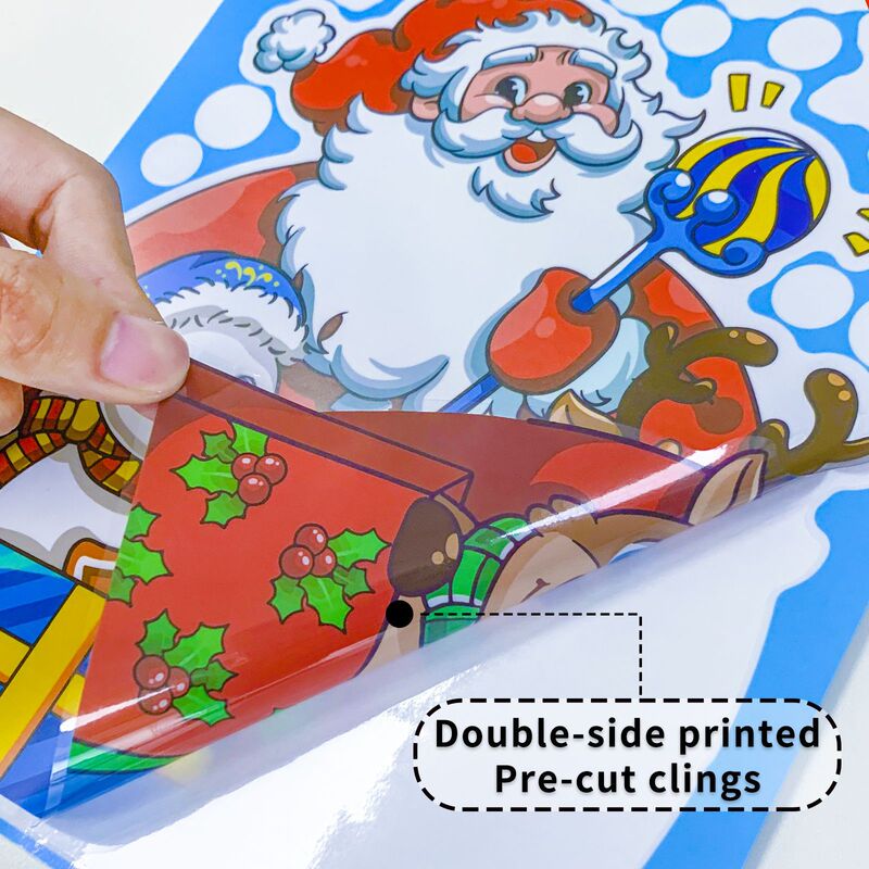クリスマス装飾品雪花シールクリスマス楽しい老人雪だるまヘラジカ静電貼りクリスマスパーティー配置|undefined