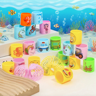 Cartoon Character Rainbow Circle Cross-Border Street Stall Children's Toys Elastic Circle Spring Magic Stacking Color Circle Wholesale