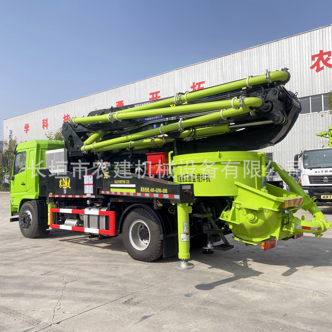 农建33米农村自拌料天泵 圆盘搅拌一体泵车 体积小适合农村建房