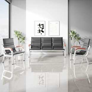 ✅ Office Sofa Coffee Table Combination Reception Room Row Chair Simple Three-Seat Iron Frame Bench Wrought Iron Waiting Sofa