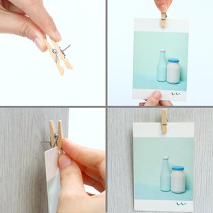 20 pieces of log-colored small wooden clip pushpins creative cute not to hurt the photo wall decoration press nail clip I-shaped nail