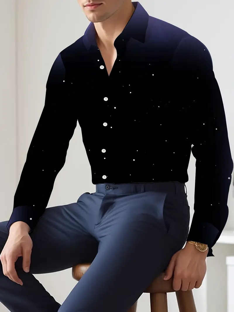 Hombres europeos y americanos 2024 nueva moda suelta degradada camisa de manga larga top se puede usar afuera MB12