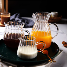 高硼硅玻璃公道杯 条纹玻璃奶杯泡茶分茶器家用大号咖啡壶果汁杯