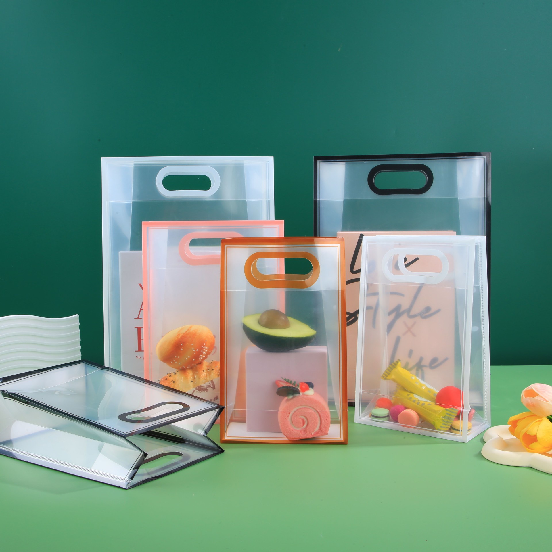 网红伴手礼品手提袋 简约透明塑料包装袋ins情人节礼物糖果袋批发