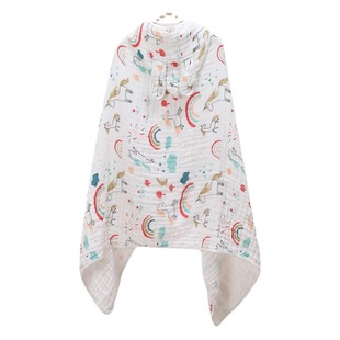 A generation of baby hooded bath towel soft absorbent class a printed six-layer children's cotton gauze bath towel cape