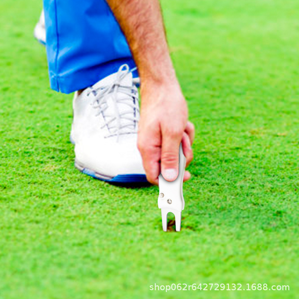 Golf verde tenedor plegable mango de plástico ABS metal herramienta reparación del césped curso suministros Accesorios