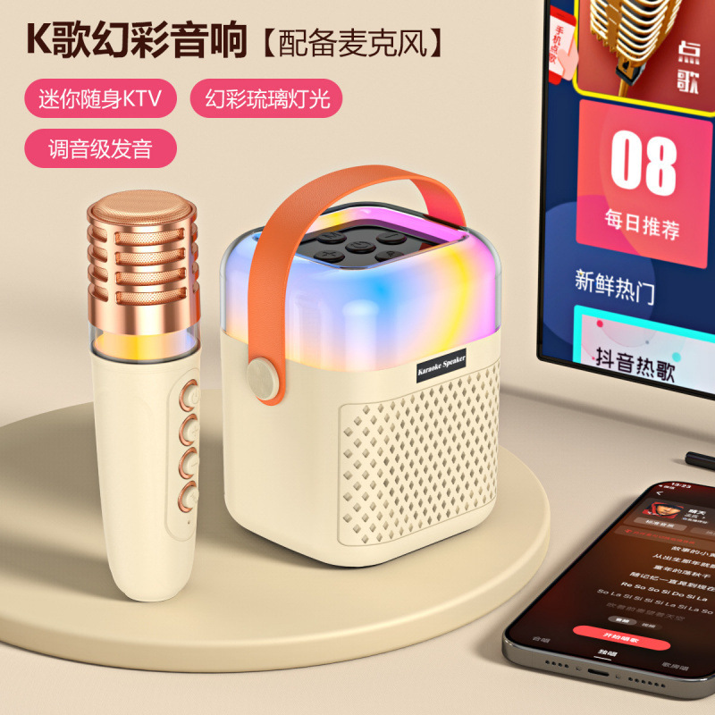 跨境亚马逊新款A1家用无线蓝牙音箱便携式K歌话筒麦克风音响套装|undefined