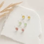 小众925花朵彩石耳钉