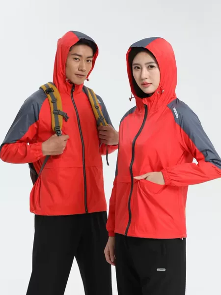 Thin Windbreaker Jacket Men's and Women's Spring and Autumn Outdoor Windproof Waterproof Mountaineering Jacket Lined with Phnom Penh Net Nylon Spandex