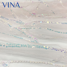 春夏亮片绣花网布 3mm+5mm珠片 多色少女心童装连衣裙吊带裙面料