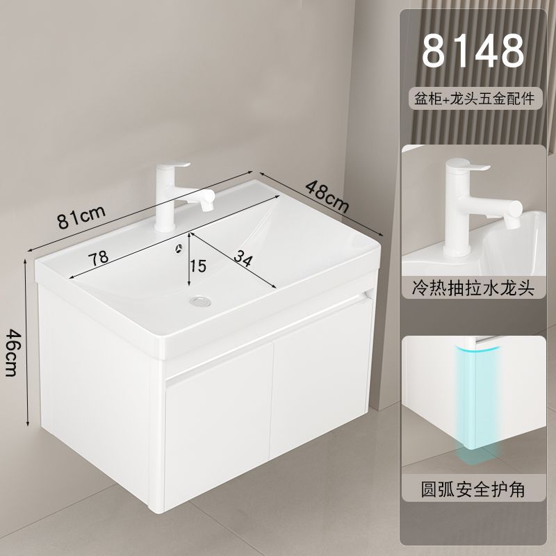 Gabinete de baño lavabo combinación redondeada lavabo de baño lavabo integrado lavabo de cerámica pequeño apartamento super estrecho