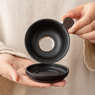 Black Pottery Ceramic Filter Set Tea Leakage Tea Home Tea Filter Tea Filter Simple Light Luxury High-end Filter