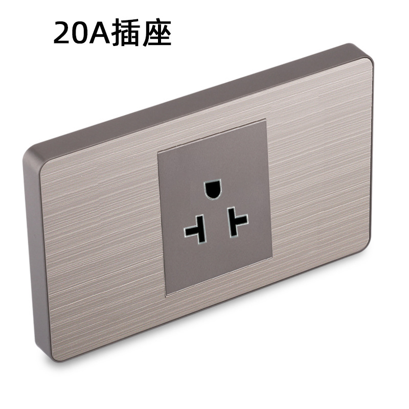 15A panel de metal de acero inoxidable gris dibujado tres agujeros Taiwan fabricado en Estados Unidos enchufe de pared conmutador suministro directo