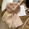 Winter plush black and white checked lattice bib Korean winter new fur collar warm and female scarf wholesale