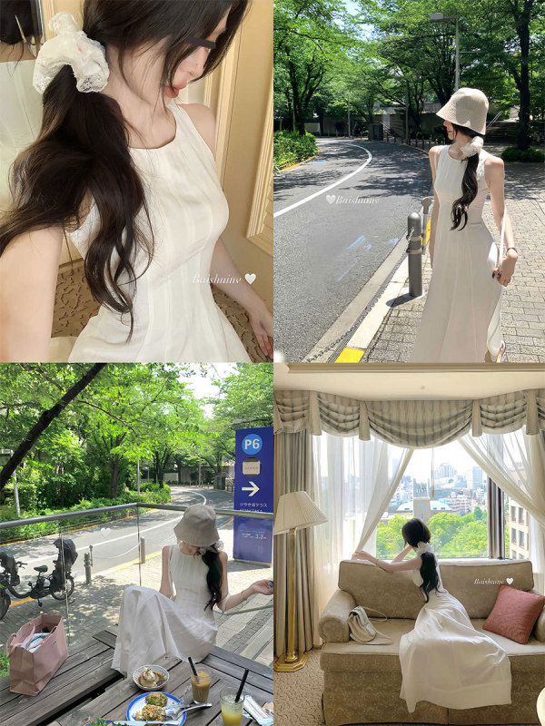 Baishuijiao Bc* 素美人ノースリーブベストドレス女性韓国風高級優しいスリムスカート|undefined