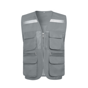Gray reflective vest support mesh vest printing logo rescue safety protection breathable custom wholesale