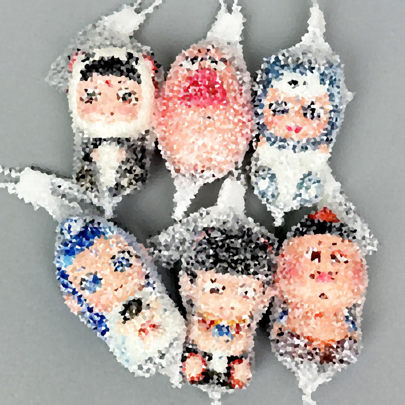 약 8cm의 6가지 혼합 헤어스타일