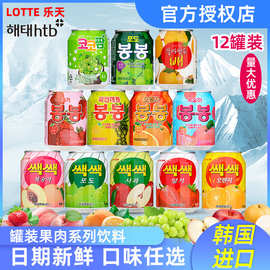 12罐韩国进口果肉饮料整箱网红乐天LOTTE海太葡萄汁混合味