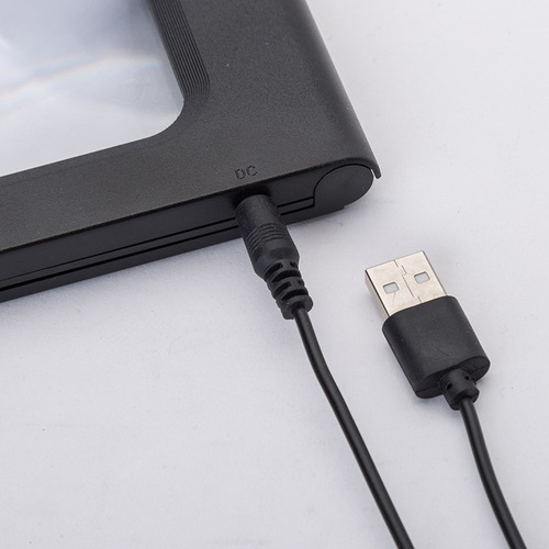 Jinghui Manufacturer A4 Lanyard 2.5x PVC Lens Desktop Stand USB Magnifier LED Light 12/6 Lights