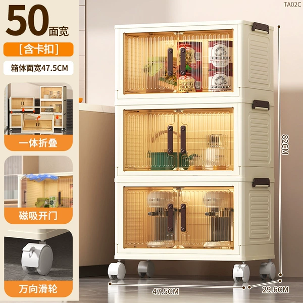 TA02C-50 folding storage cabinet three-layer-transparent color door panel