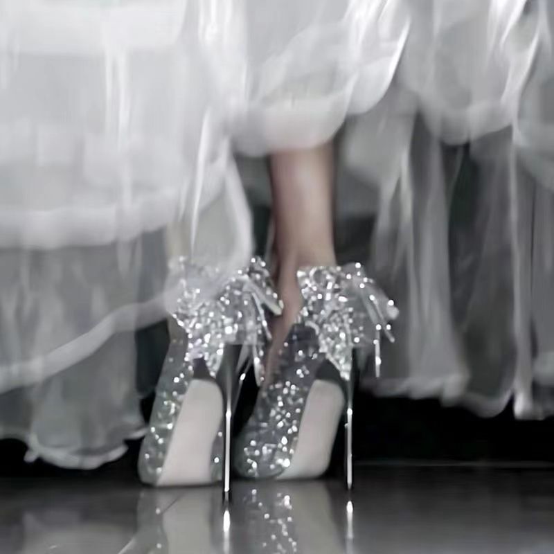 2025 New Arrival Stiletto Heel 18-Year-Old Adult Ceremony Sequins Diamond Crystal High Heels Butterfly Wedding Dress Two-Wearing Wedding Shoes Bride 2025 New Arrival Stiletto Heel 18-Year-Old Adult Ceremony Sequins Diamond Crystal High Heels Butterfly Wedding Dress Two-Wearing Wedding Shoes Bride