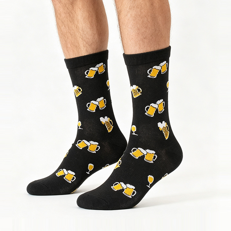 In-stock cross-border holiday beer festival pattern men's mid-calf socks, simple and versatile socks, Amazon bestseller In-stock cross-border holiday beer festival pattern men's mid-calf socks, simple and versatile socks, Amazon bestseller