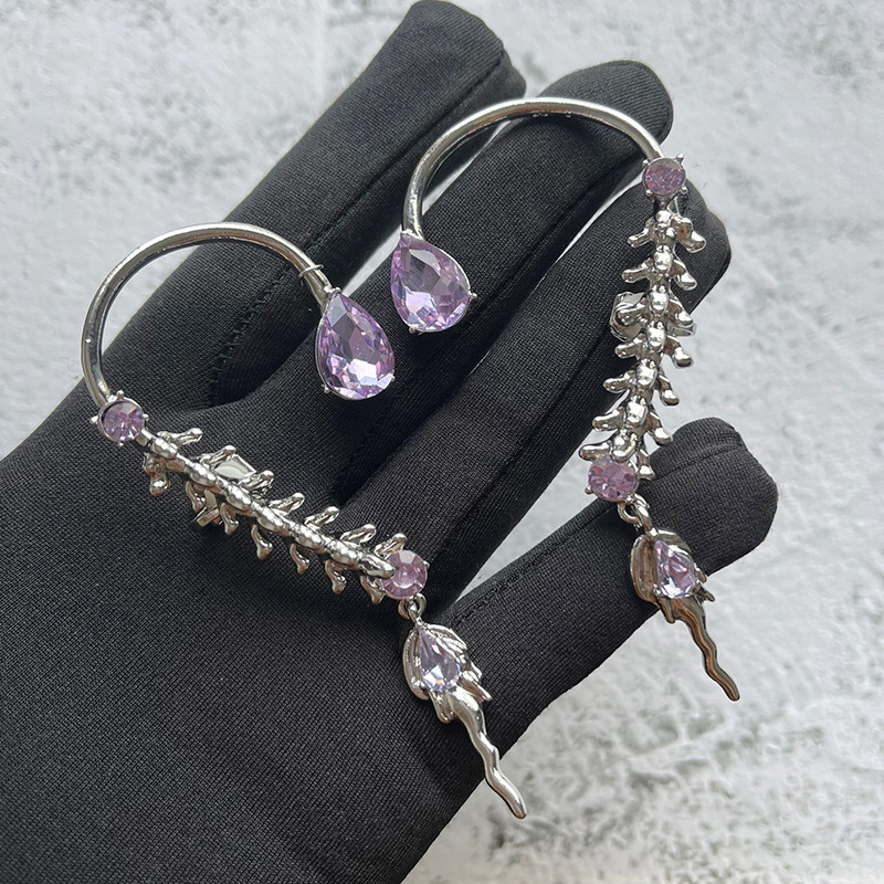 Title 4, S925 Silver Needle Wheat Ear Asymmetric Earring...