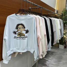 十三行高品质常规修身圆领卫衣春秋季长袖卡通可爱25上衣女装批发