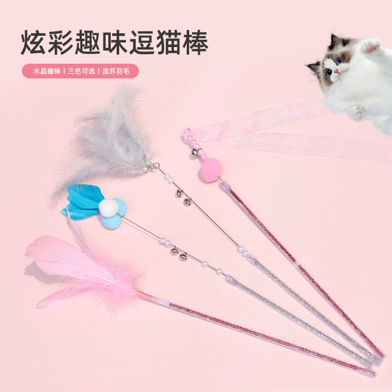 Принадлежности для домашних животных Игрушки для кошек, забавные кошачьи палочки, играющие в колокольчики, сказочные женские палочки, перья от привет