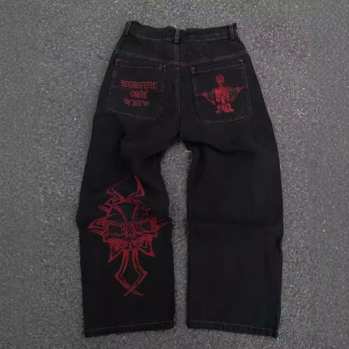 Cross-border Western and Eastern trendy brand JNCO hip-hop print large pocket jeans for men and women Y2K high street jeans