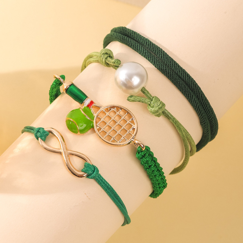 Cross-border new sports-themed braided bracelets, tennis racket pendants, infinity symbol charms, and layered pearl jewelry – wholesale Cross-border new sports-themed braided bracelets, tennis racket pendants, infinity symbol charms, and layered pearl jewelry – wholesale